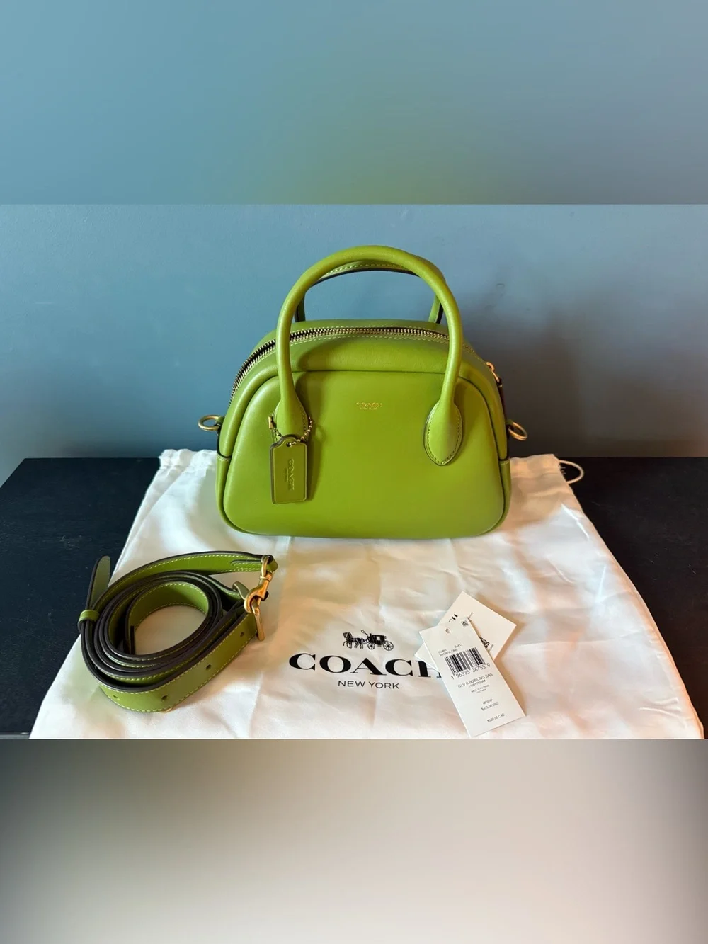 Coach Borough Bowling Bag in Dark Lime - Picture 2 of 9